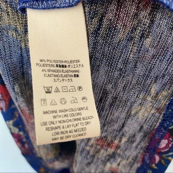 Free People Large Boho Floral 3/4 Sleeve Ruffle Shirt Blue Dock Street - Picture 9 of 9